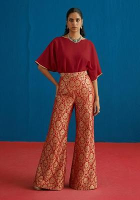 Maroon Silk Blend Fusion Set