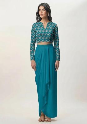 Teal Blue Silk Blend Fusion Set