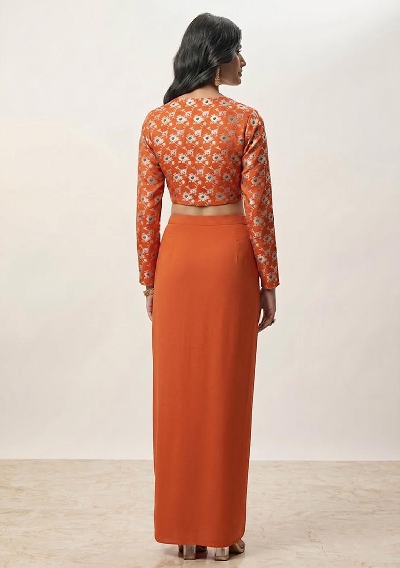 Orange Silk Blend Fusion Set - Indya