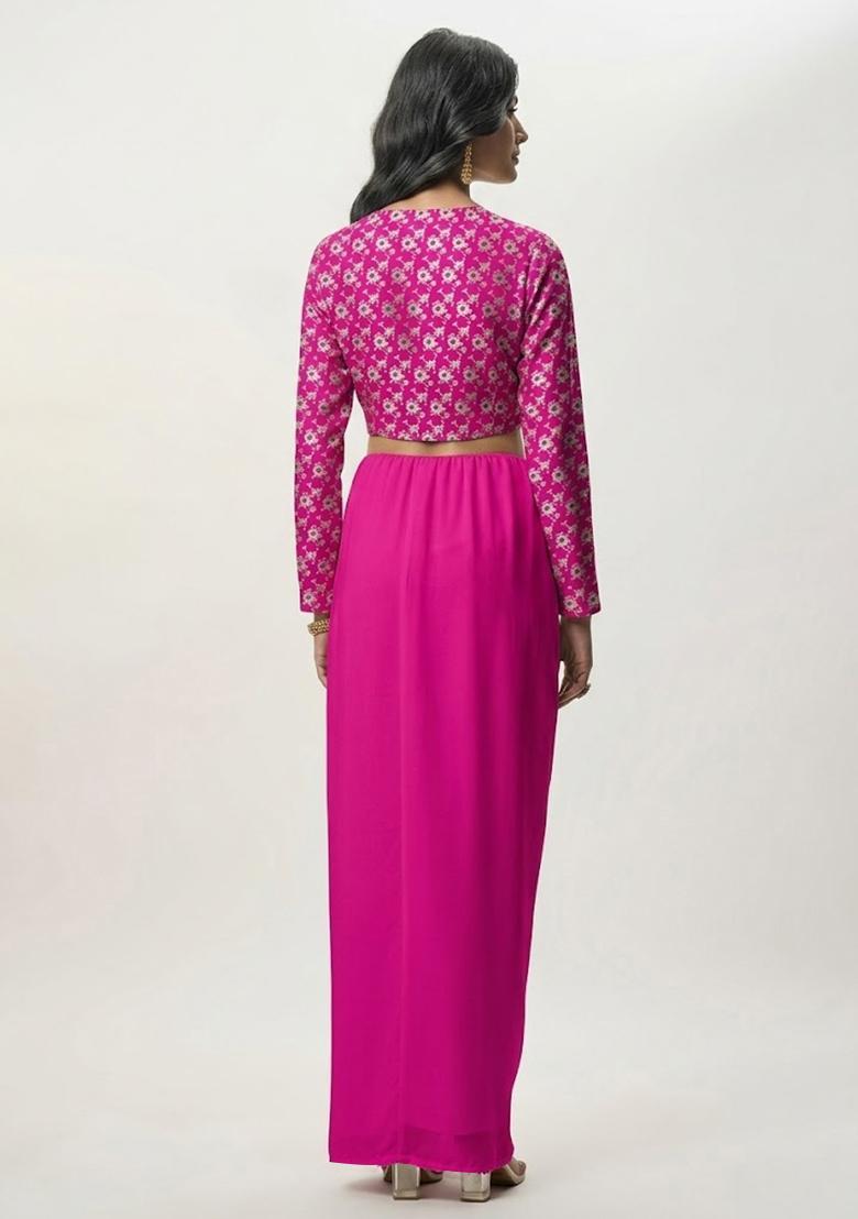 Hot Pink Silk Blend Fusion Set - Indya