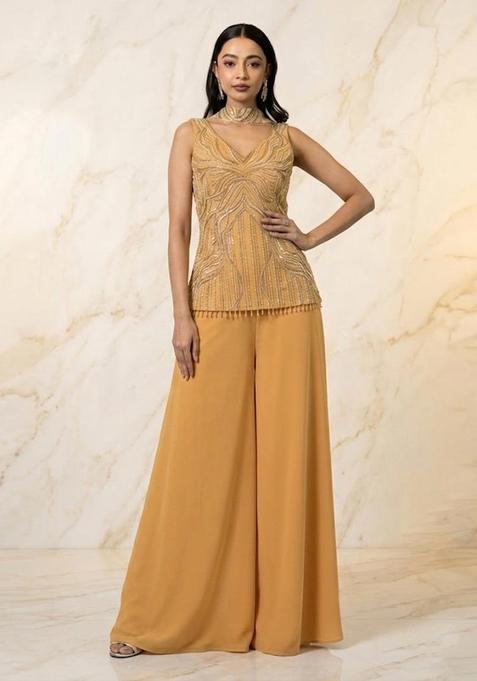 Mustard Yellow Handwork Sharara Set