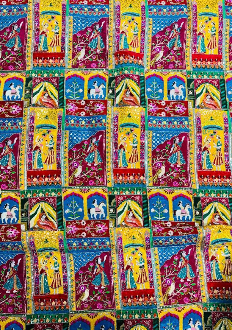 Maroon Printed Crepe Lehenga Set - Indya