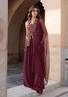Wine Printed Fusion Set