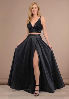Black Sequin Net Prom Dress