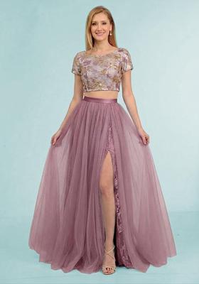Pink Embroidered Prom Dress