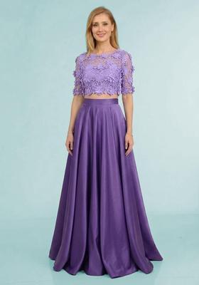 Purple Self Design Prom Dress