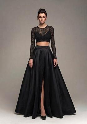 Black Sequin Net Prom Dress