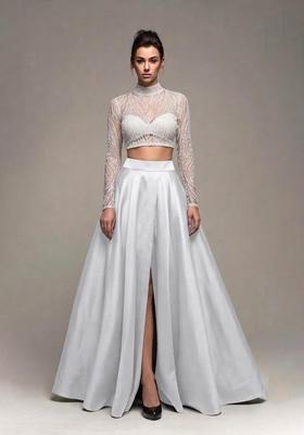 Ivory Sequin Net Prom Dress