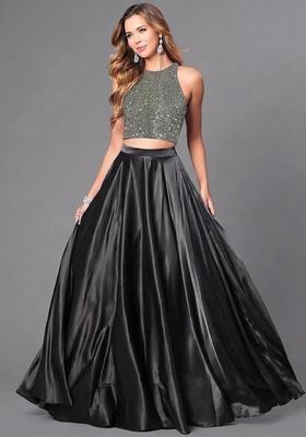 Black Sequin Net Prom Dress