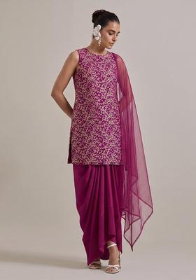 Hot Pink Brocade Fusion Set