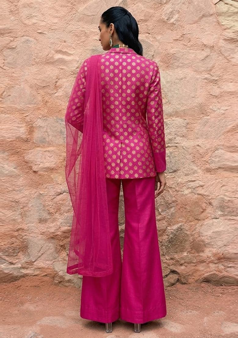 Pink Brocade Fusion Set - Indya