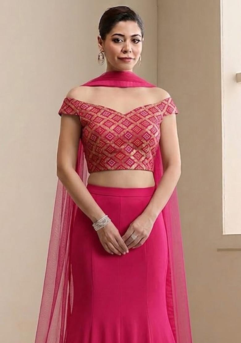 Pink Georgette Lehenga Set - Indya