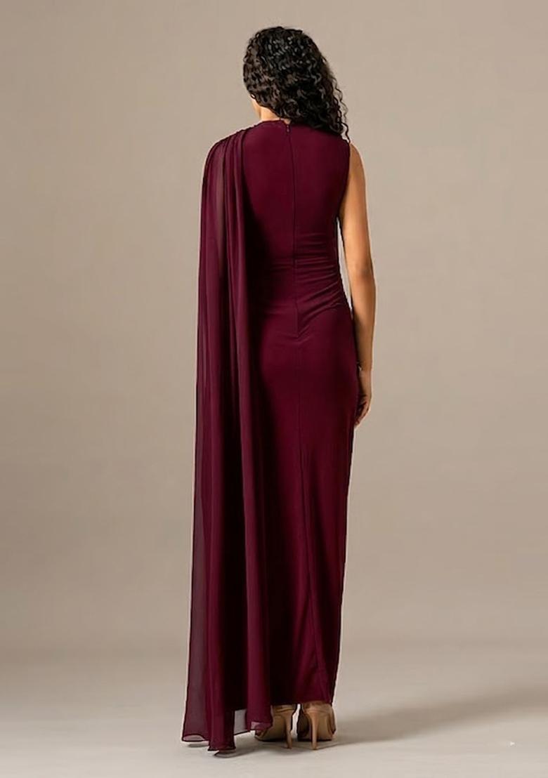 Wine Purple Handwork Fusion Set - Indya