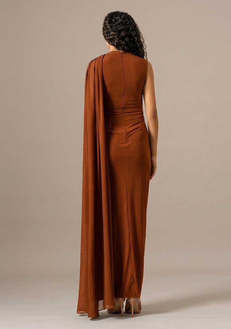 Coffee Brown Handwork Fusion Set - Indya