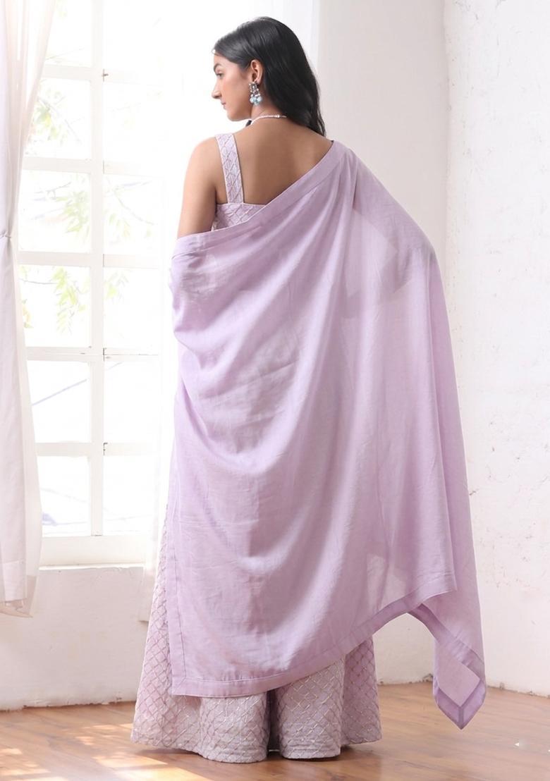 Lavender Purple Silk Blend Fusion Set - Indya