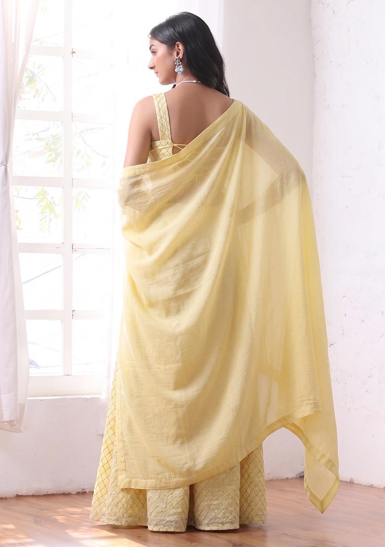 Yellow Silk Blend Fusion Set - Indya