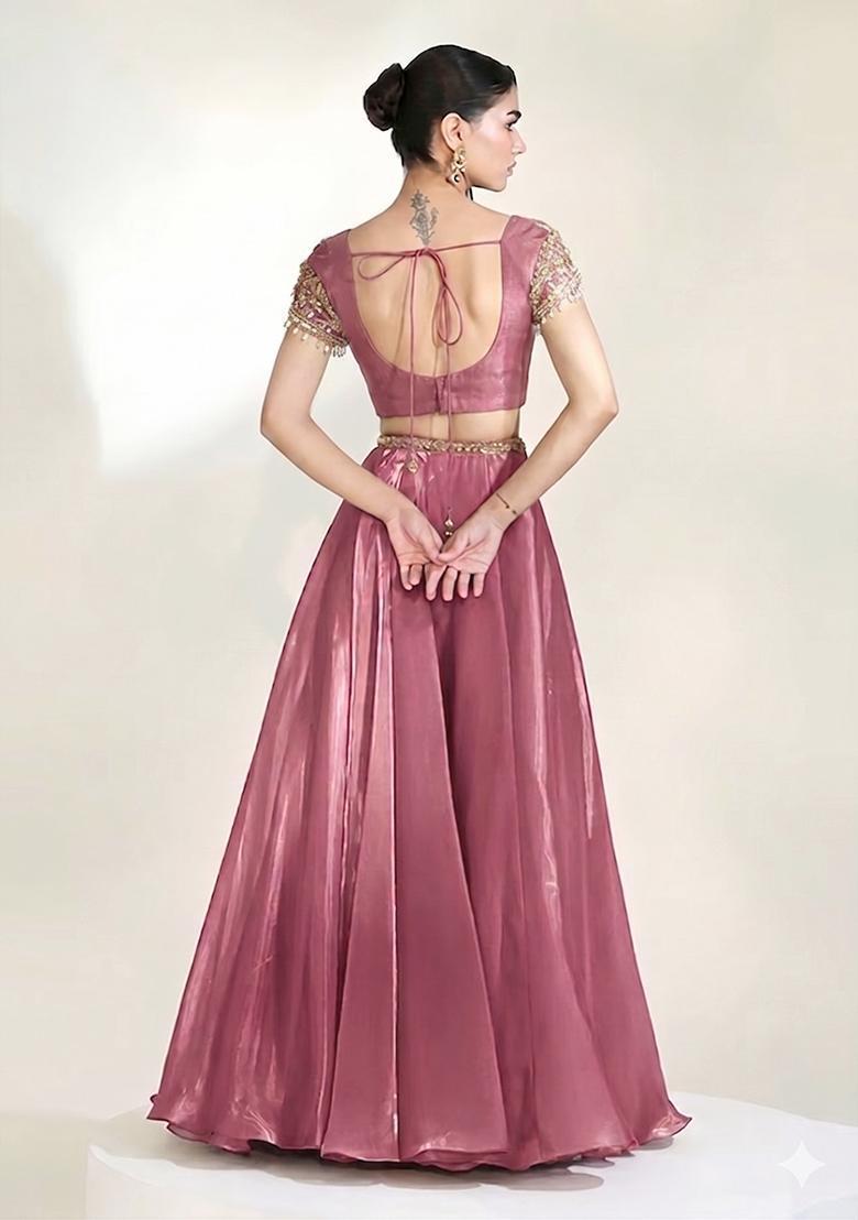 Rose Pink Handwork Lehenga Set - Indya
