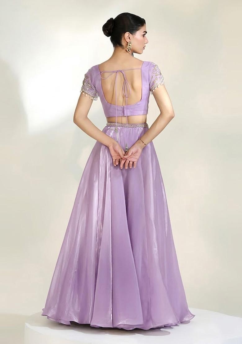 Lavender Purple Handwork Lehenga Set - Indya