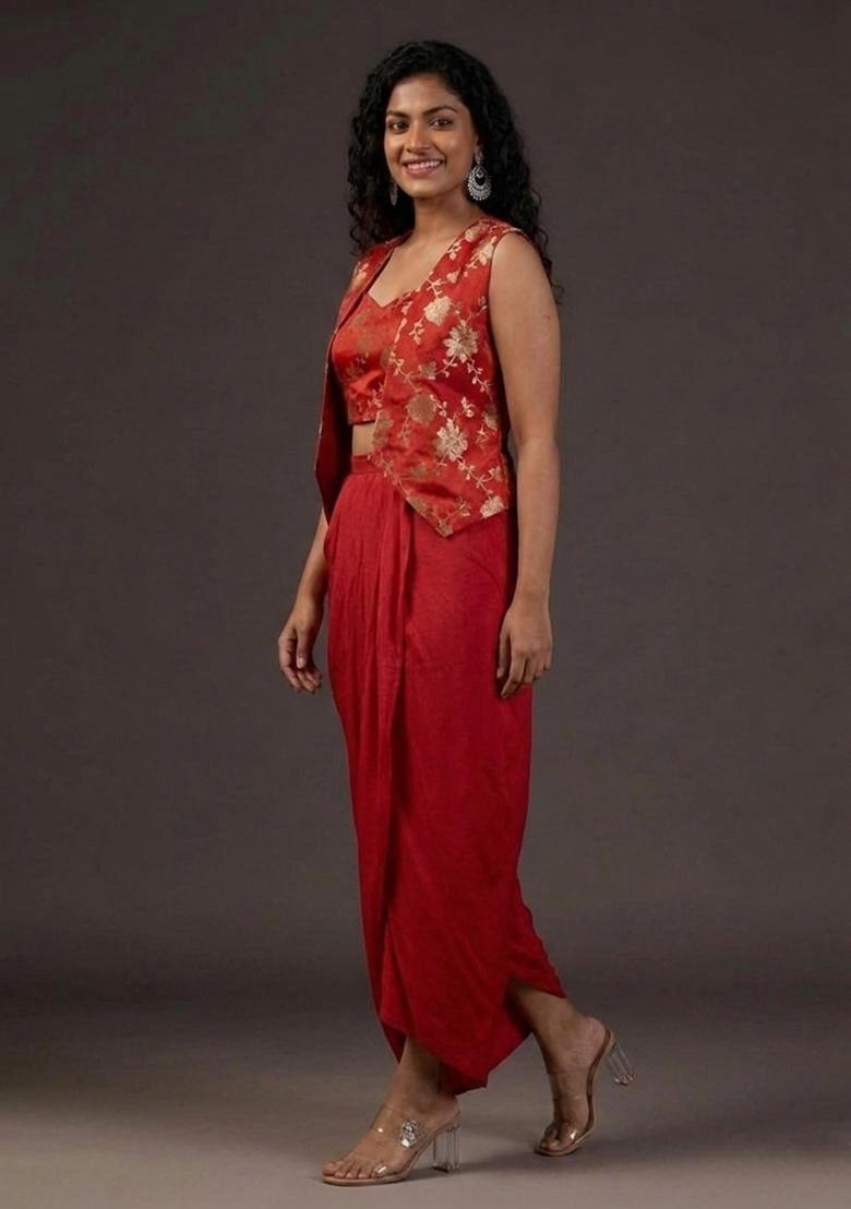 Red Silk Blend Fusion Set - Indya