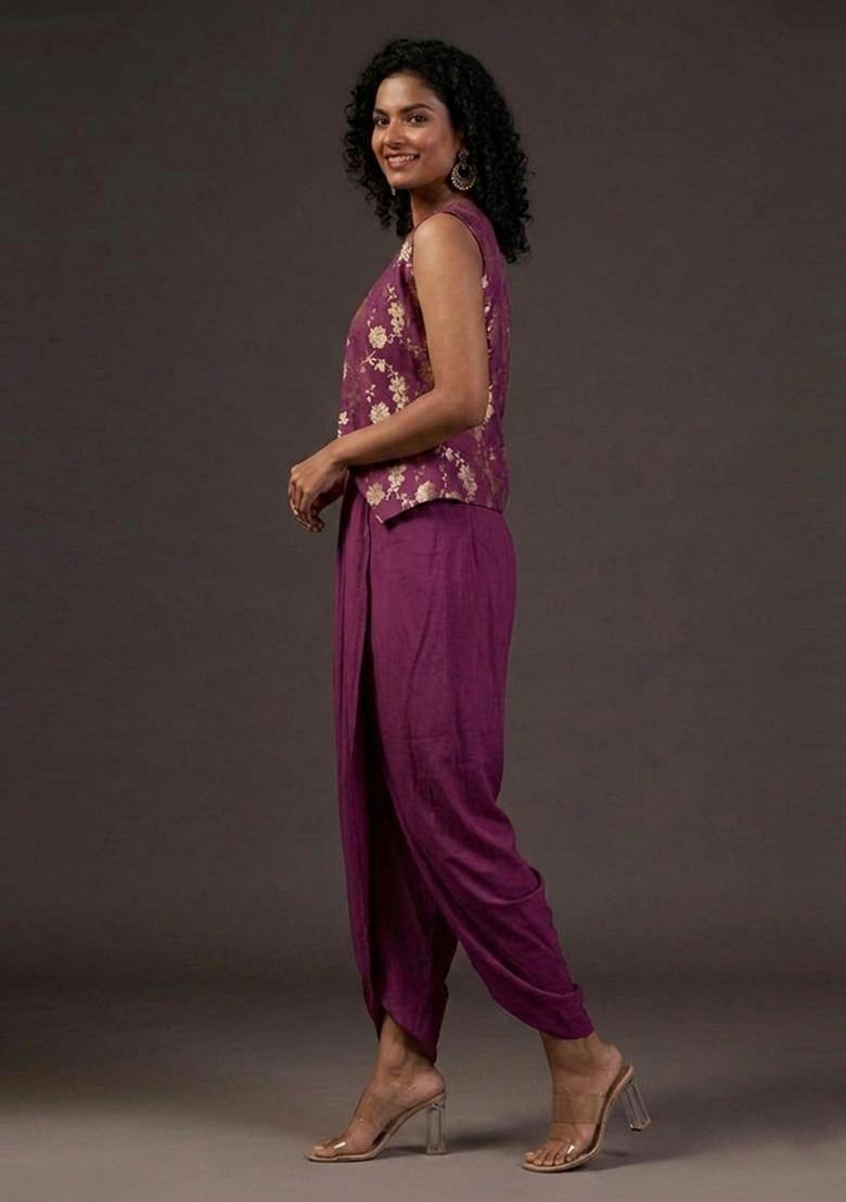 Purple Silk Blend Fusion Set - Indya