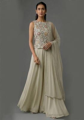 Sage Green Embroidered Tissue Fusion Set