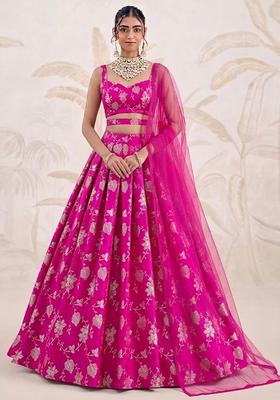Magenta Pink Silk Blend Lehenga Set