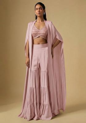 Dusty Pink Sequin Silk Blend Fusion Set