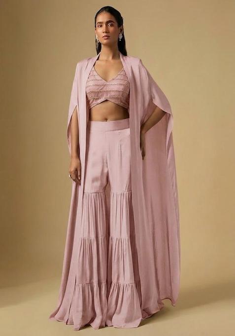 Dusty Pink Sequin Silk Blend Fusion Set