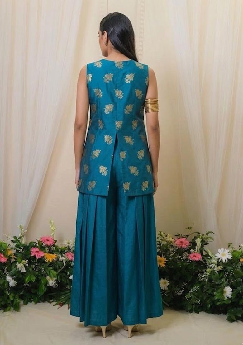 Royal Blue Silk Blend Fusion Set - Indya