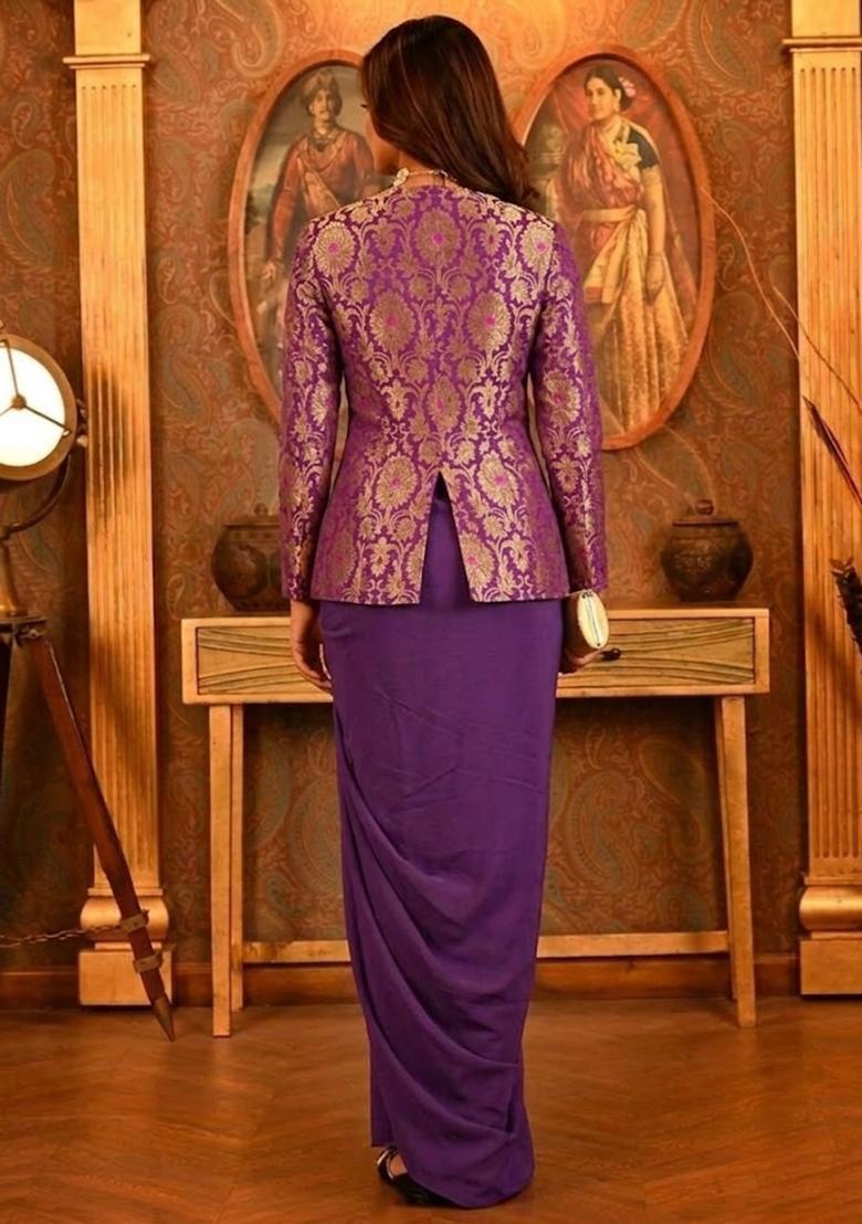 Purple Silk Blend Fusion Set - Indya