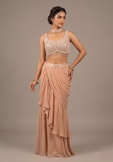 Blush Pink Embroidered Handwork Fusion Set