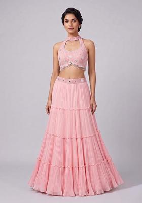Pink Embroidered Handwork Lehenga Set