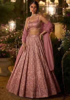 Light Pink Jacquard Georgette Lehenga Set