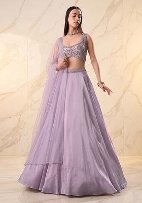Lavender Embroidered Handwork Lehenga Set