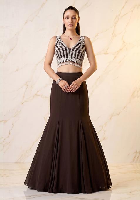 Black Embroidered Handwork Lehenga Set