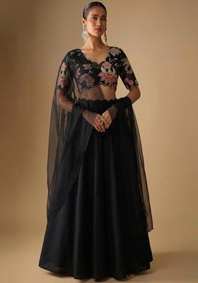 Black Embroidered Lehenga Set
