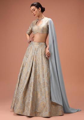 Grey Silk Blend Lehenga Set