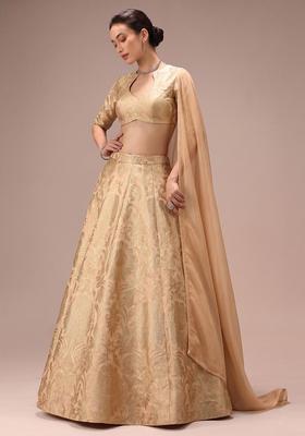 Beige Silk Blend Lehenga Set