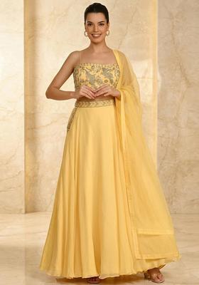 Yellow Embroidered Handwork Lehenga Set