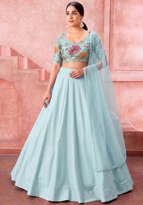 Powder Blue Organza Lehenga Set