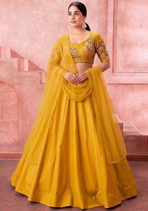 Turmeric Yellow Organza Lehenga Set