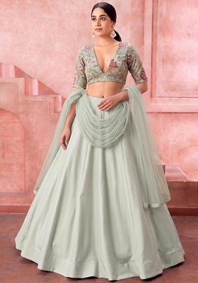 Mint Green Organza Lehenga Set
