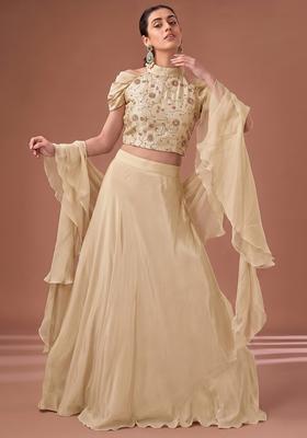 Ivory Embroidered Cosmos Lehenga Set