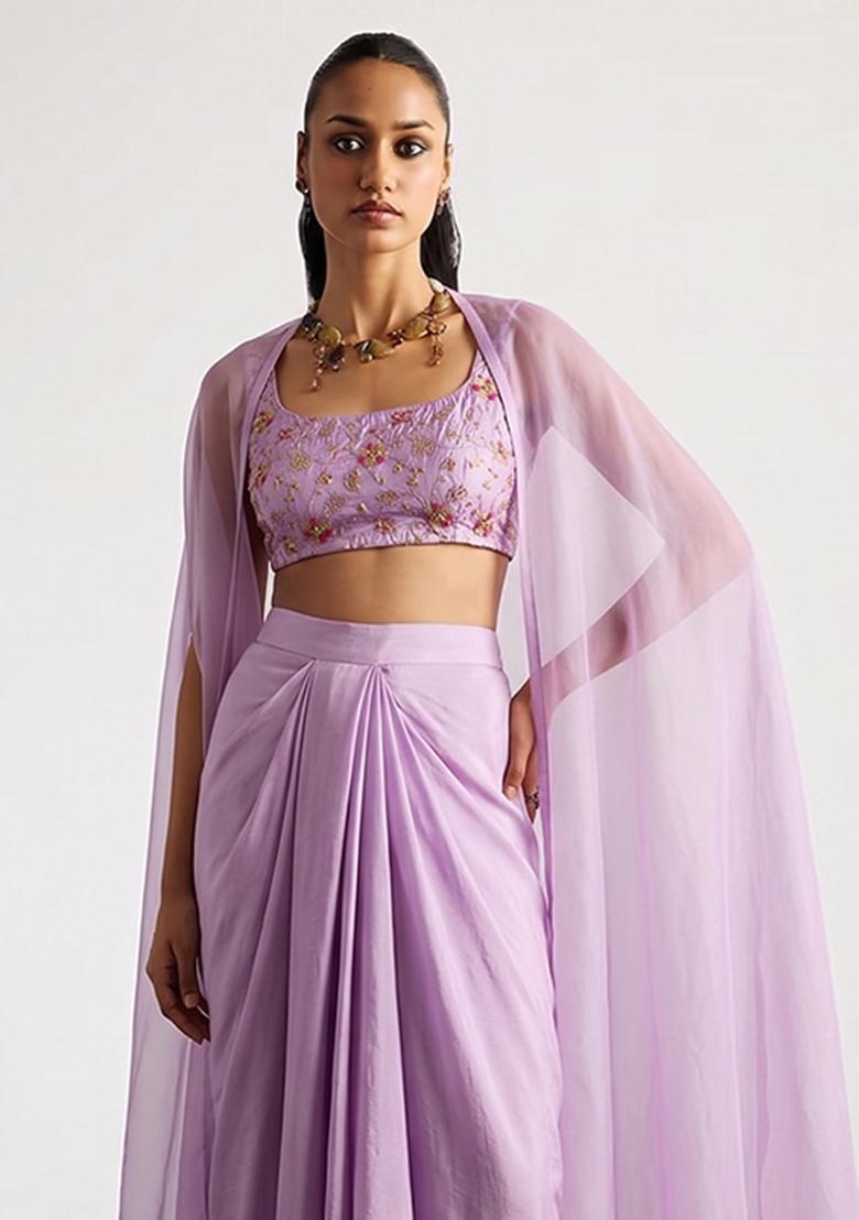 Lilac Zari Cosmos Fusion Set - Indya