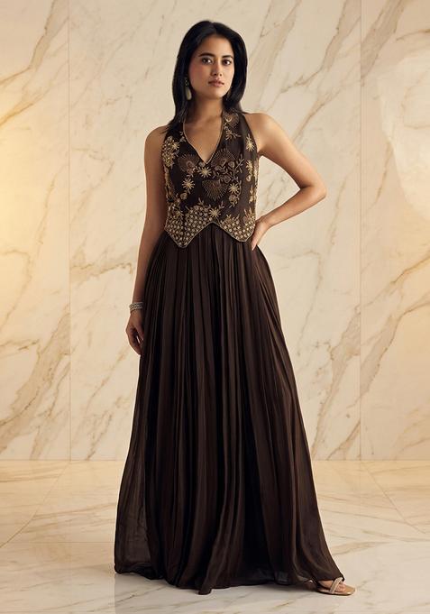 Black Embroidered Handwork Fusion Set