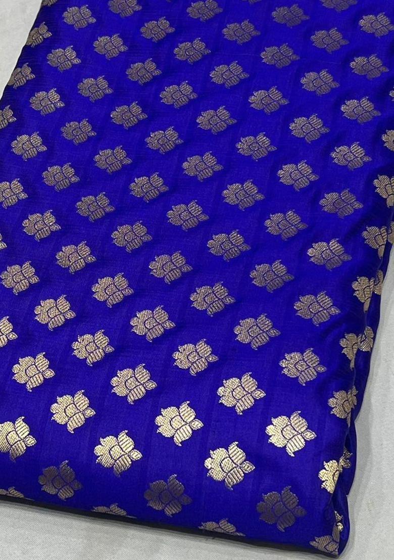 Navy Blue Zari Satin Lehenga Set - Indya