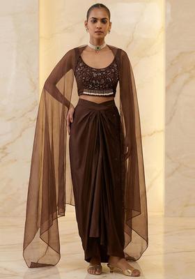 Black Embroidered Handwork Fusion Set
