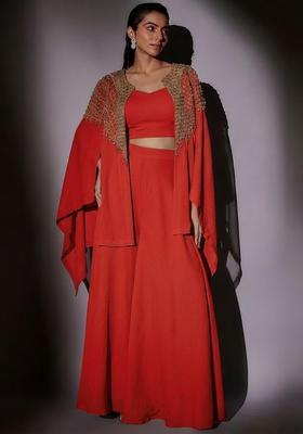 Grey Embroidered Handwork Fusion Set