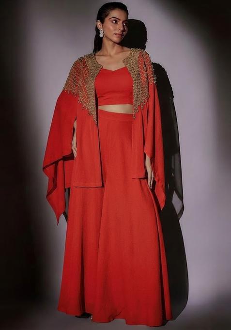 Grey Embroidered Handwork Fusion Set
