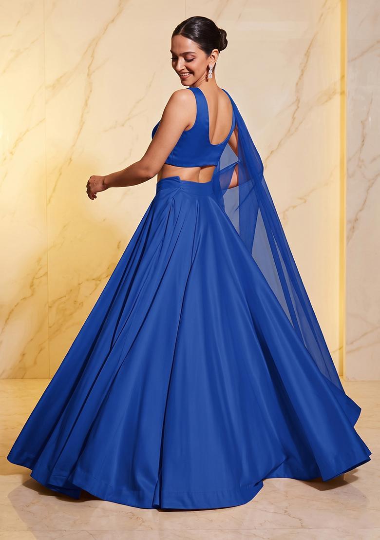 Blue Embroidered Handwork Lehenga Set - Indya